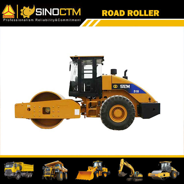 Rouleau routier compacteur à rouleaux vibrants de 18 tonnes Sem518 avec pièces de rechange