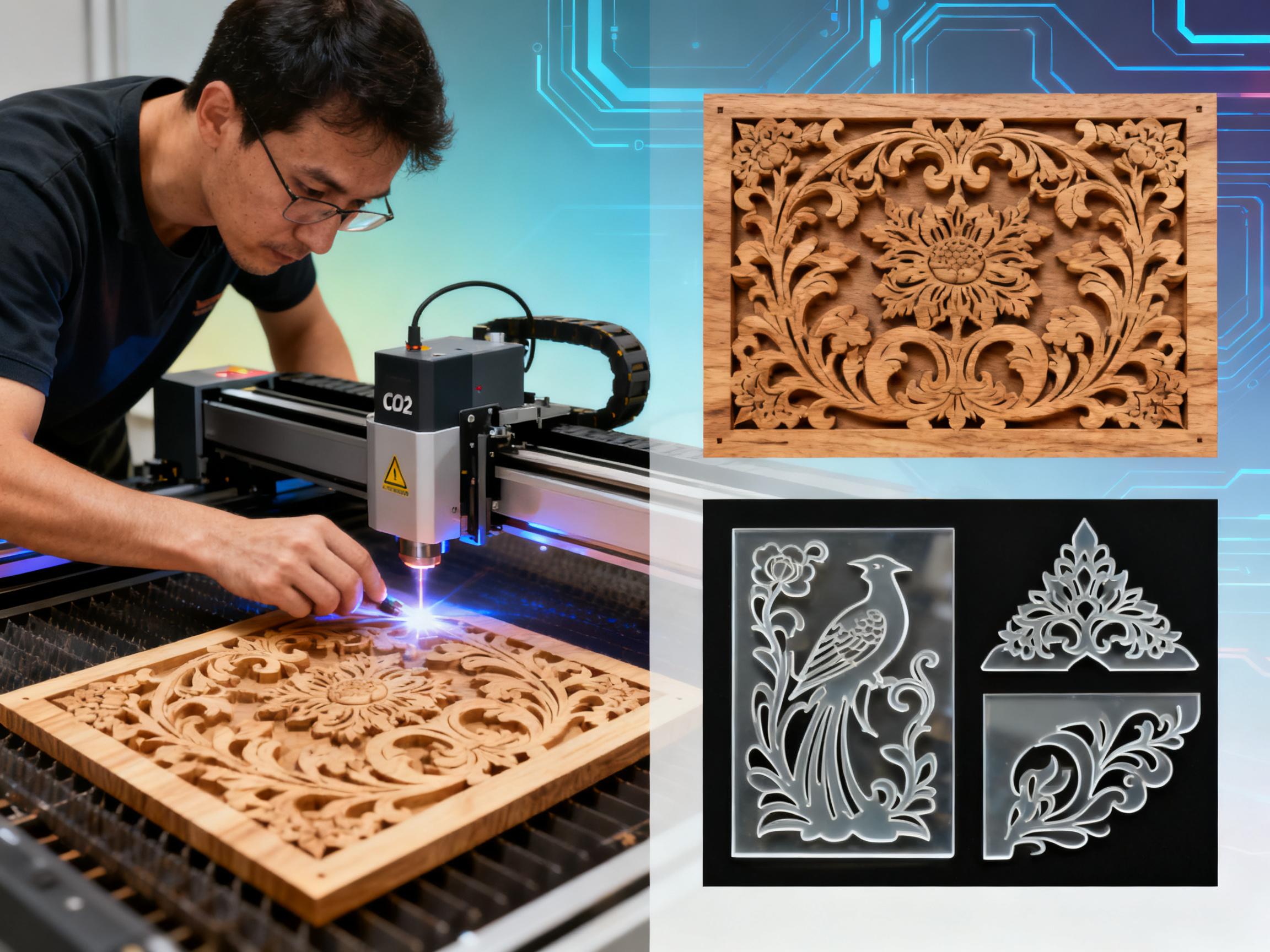 Las 5 aplicaciones principales del láser de CO2 en la industria de las artes y la artesanía: Del grabado en madera al corte de acrílico