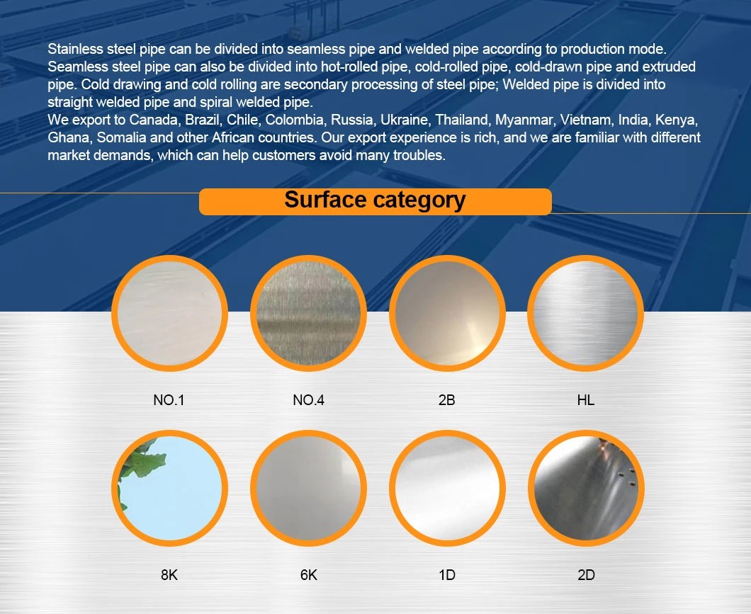 Customized Surface 304/316 Stainless Steel Seamless Welded Pipe