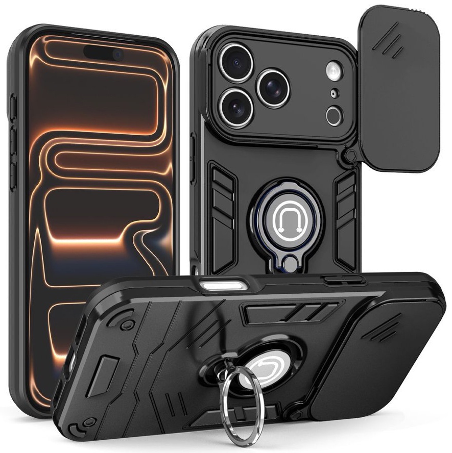 Phone Case with Sliding Camera Cover and Ring Holder