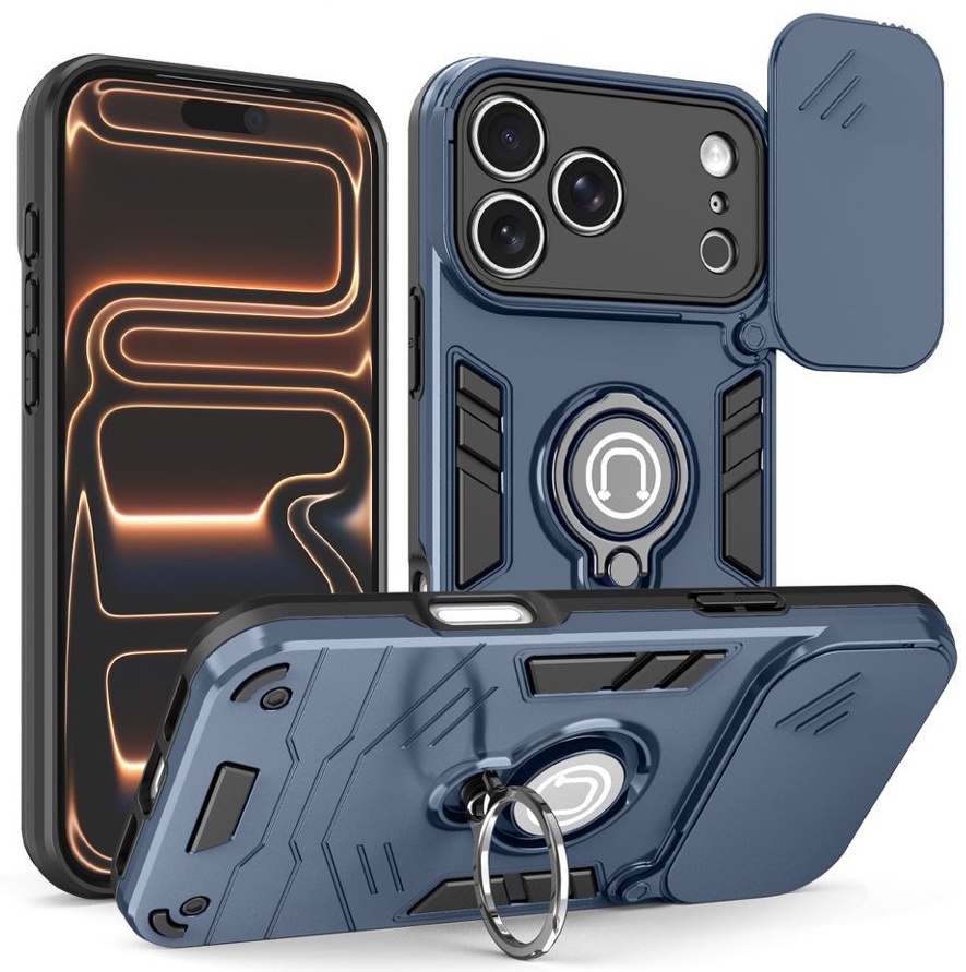 Phone Case with Sliding Camera Cover and Ring Holder