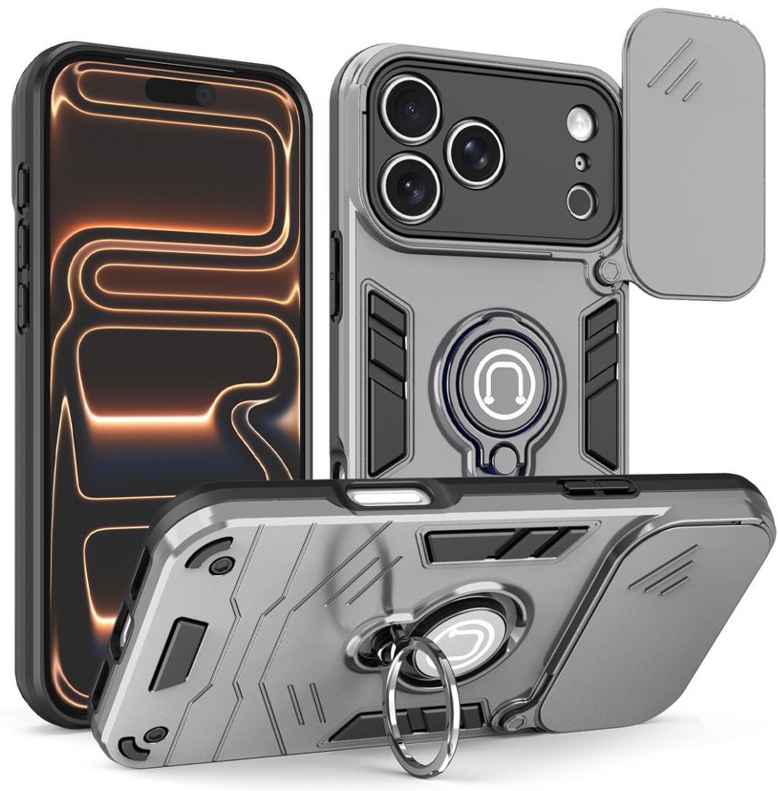 Phone Case with Sliding Camera Cover and Ring Holder