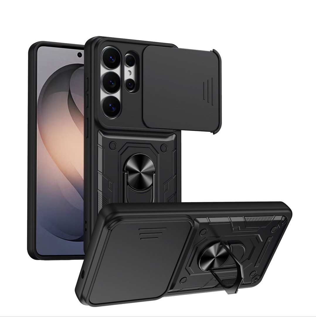 Phone Case with Sliding Camera Cover and Ring Holder for SAMSUNG