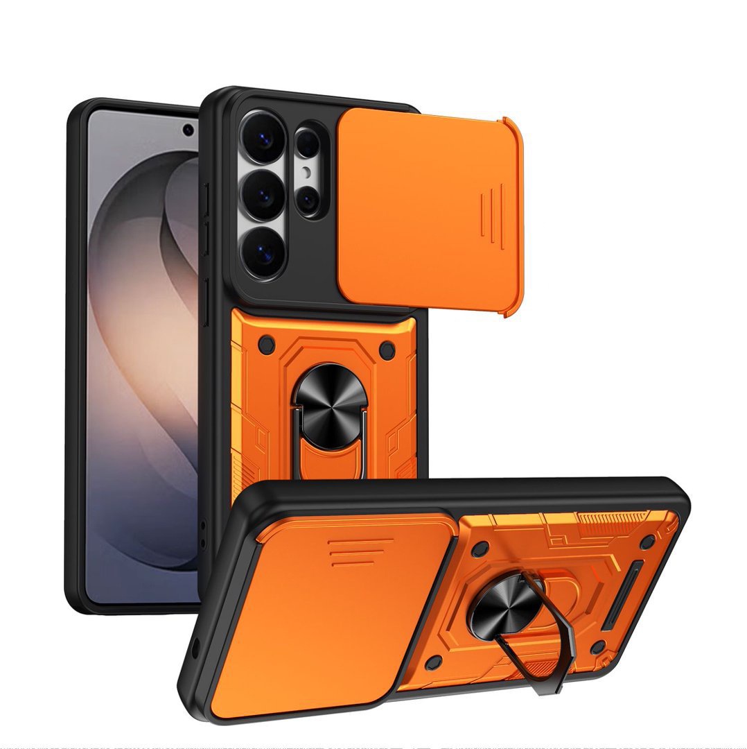 Phone Case with Sliding Camera Cover and Ring Holder for SAMSUNG