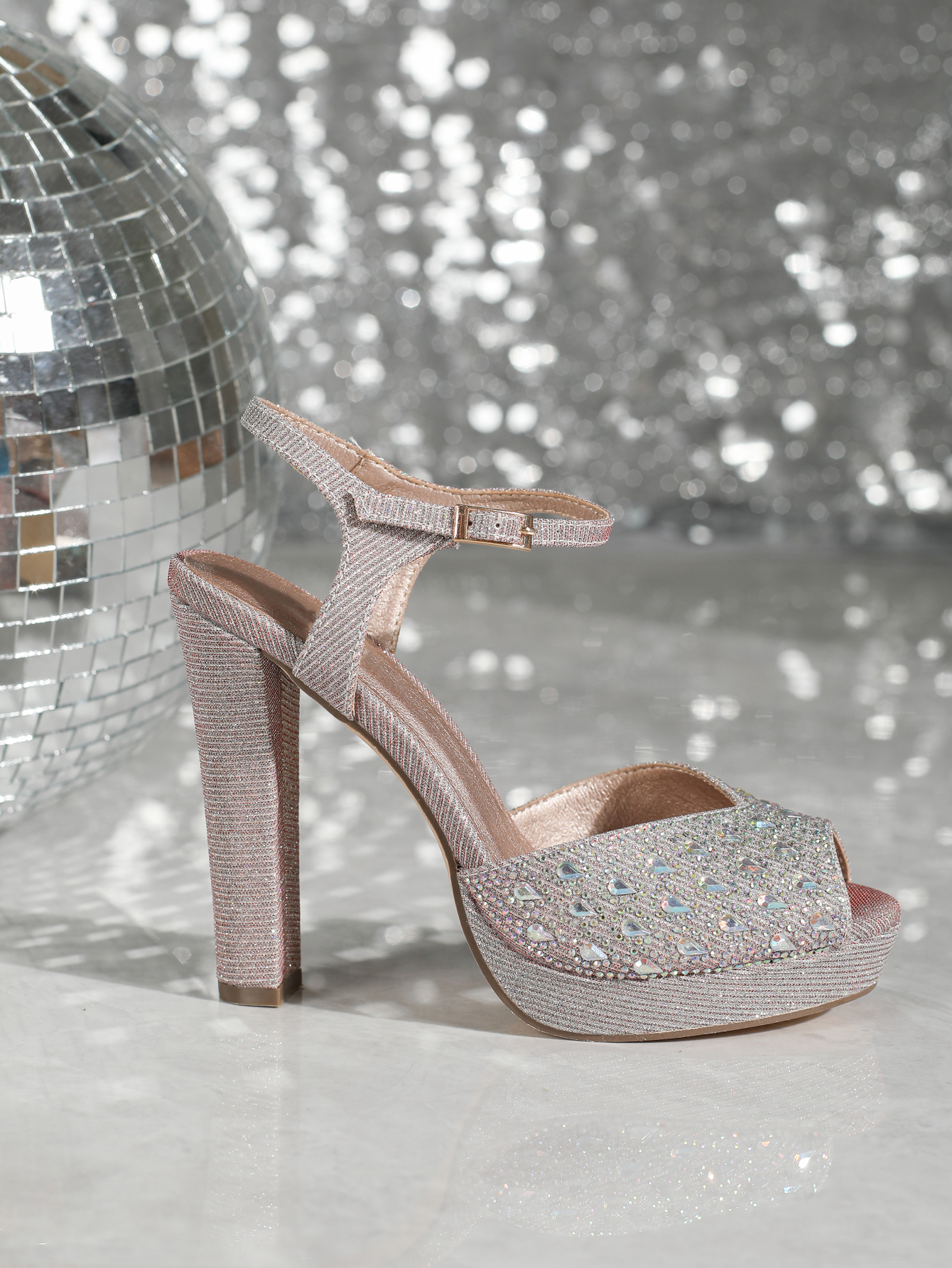 high heel with diamond with platform comfortable shoes