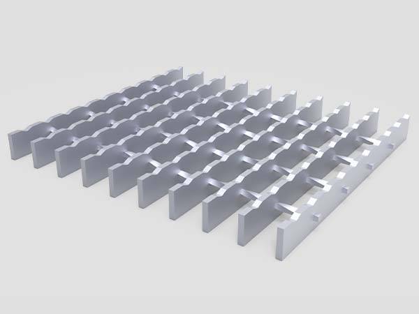 Aluminum grating with a serrated surface is displayed..jpg