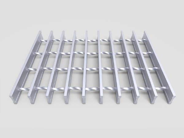 The picture shows the structure of swaged I bar aluminum grating with a plain surface..jpg