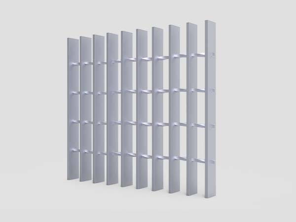 The picture shows the vertical view of swaged rectangular aluminum grating with plain surface..jpg