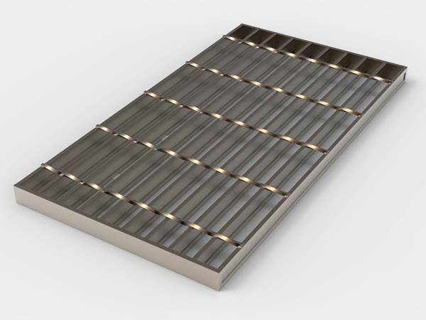 A piece of carbon steel I bar steel grating on white background..jpg