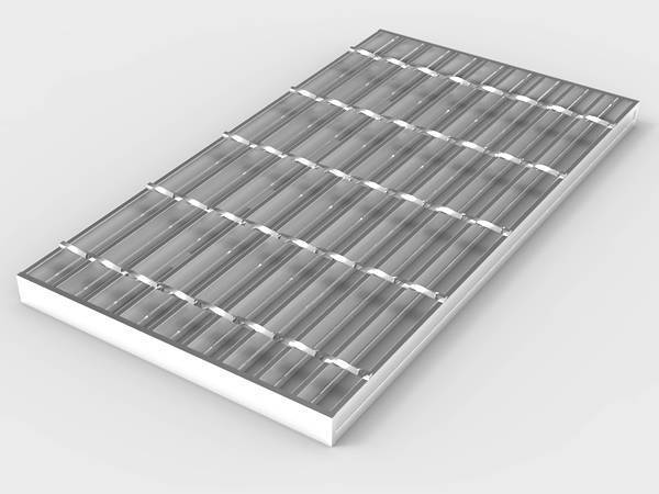 A piece of stainless steel I bar steel grating on white background..jpg