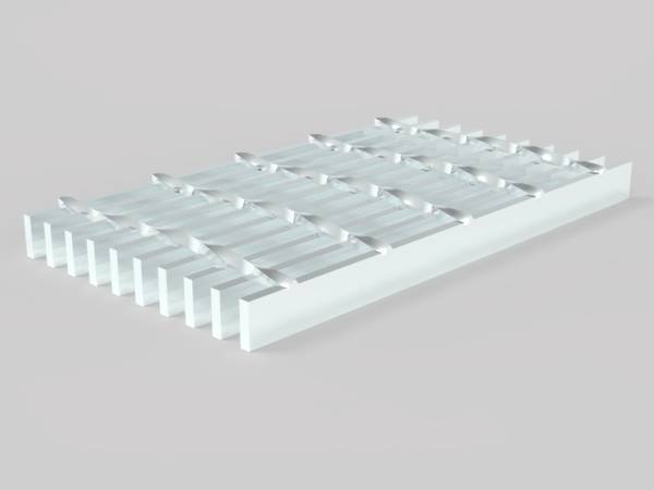 A piece of galvanized steel heavy duty steel grating on gray background..jpg