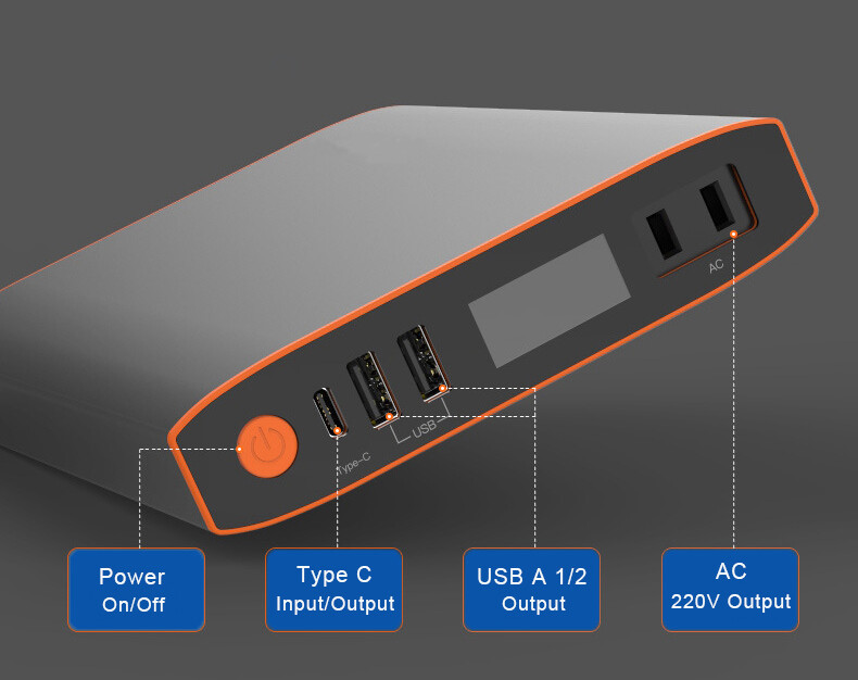 TPP12   27000mAh PD65W Fast Charging Power Bank with 220V AC Output