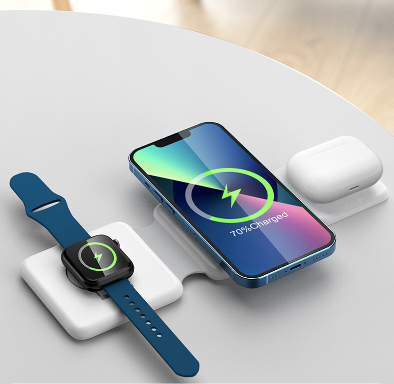 TPC13   3 in 1 Foldable Wireless Charger for Mobile Phone, Smart Watch and Earphone