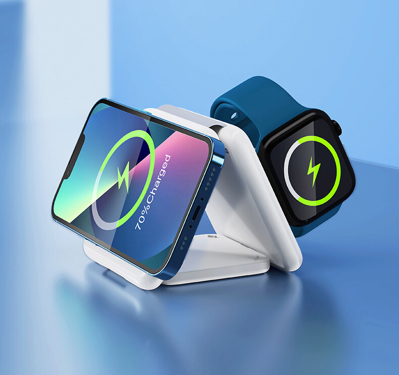 TPC13   3 in 1 Foldable Wireless Charger for Mobile Phone, Smart Watch and Earphone