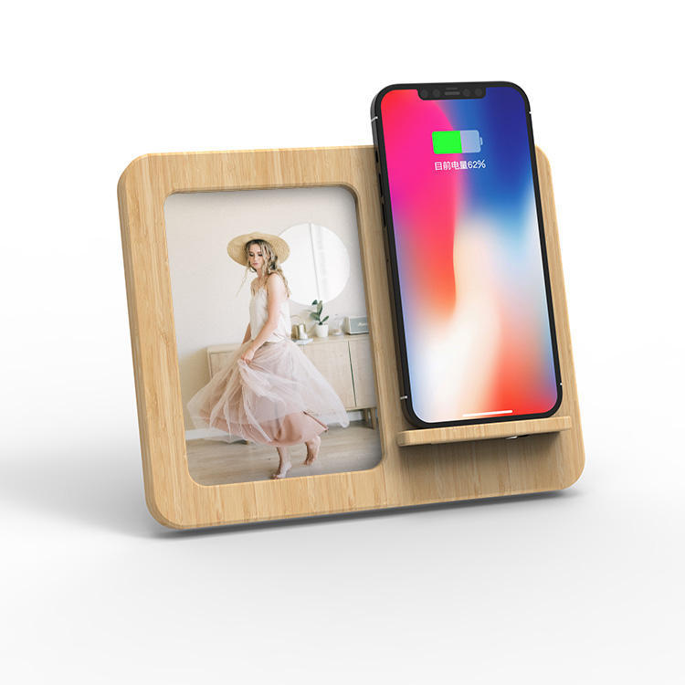 TPC23   Bamboo Pen Container with Wireless Charger and Name Card Holder 