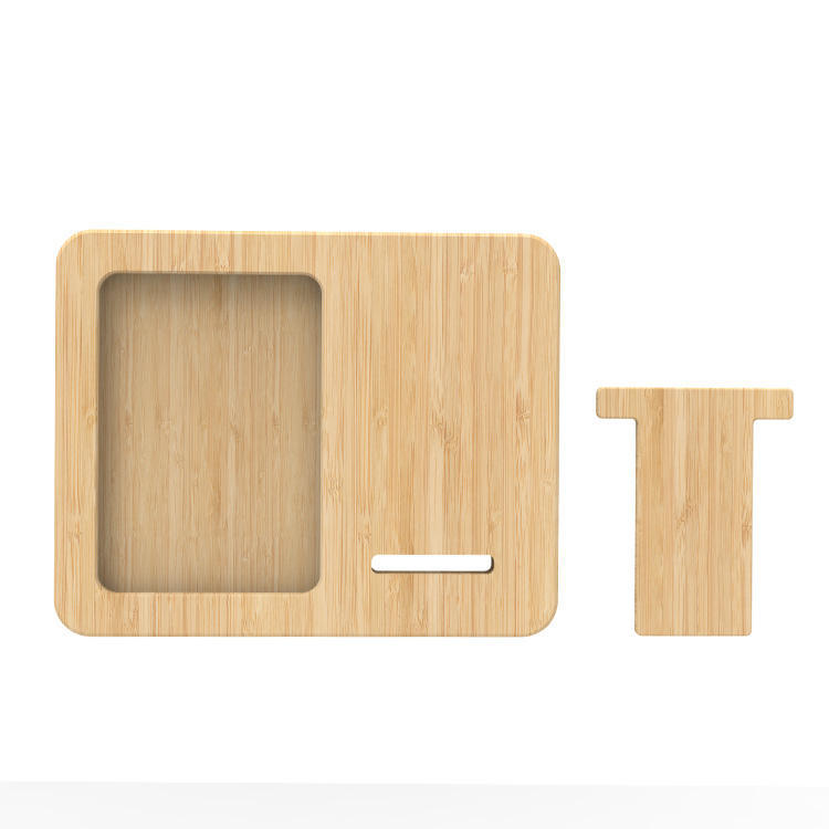 TPC23   Bamboo Pen Container with Wireless Charger and Name Card Holder 