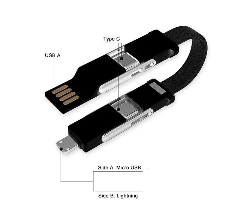 TPU27   5V 2.4A 12W Magnetic & Foldable 6 in 1 OTG USB Cable