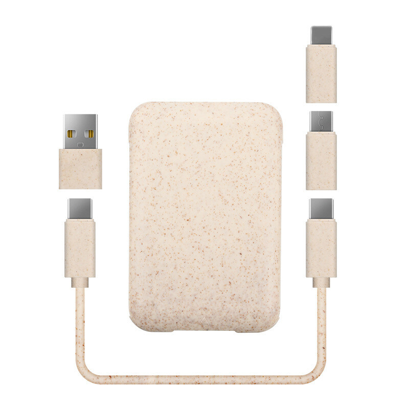 TPU35   PD60W 6 in 1 Biodegradable Wheat Straw USB Cables Kit