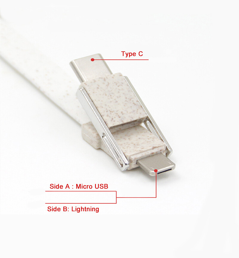TPU36   5V 2A 10W USB A to Micro USB Wheat Straw Jacket USB Cable