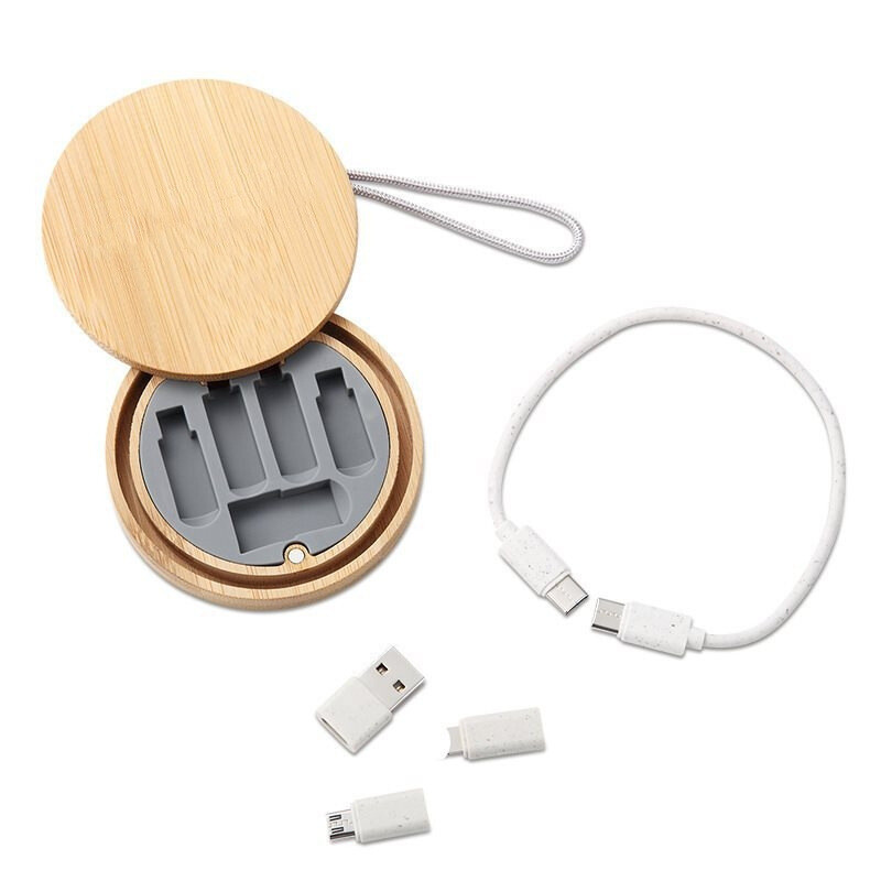 TPU39   PD60W 6 in 1 Wheat Straw Jacket USB Cable with Bamboo Collection Box 