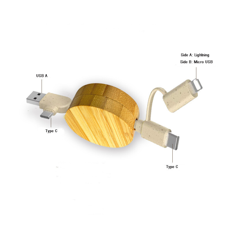 TPU42   PD20W Retractable 6 in 1 Wheat Straw OTG USB Cable
