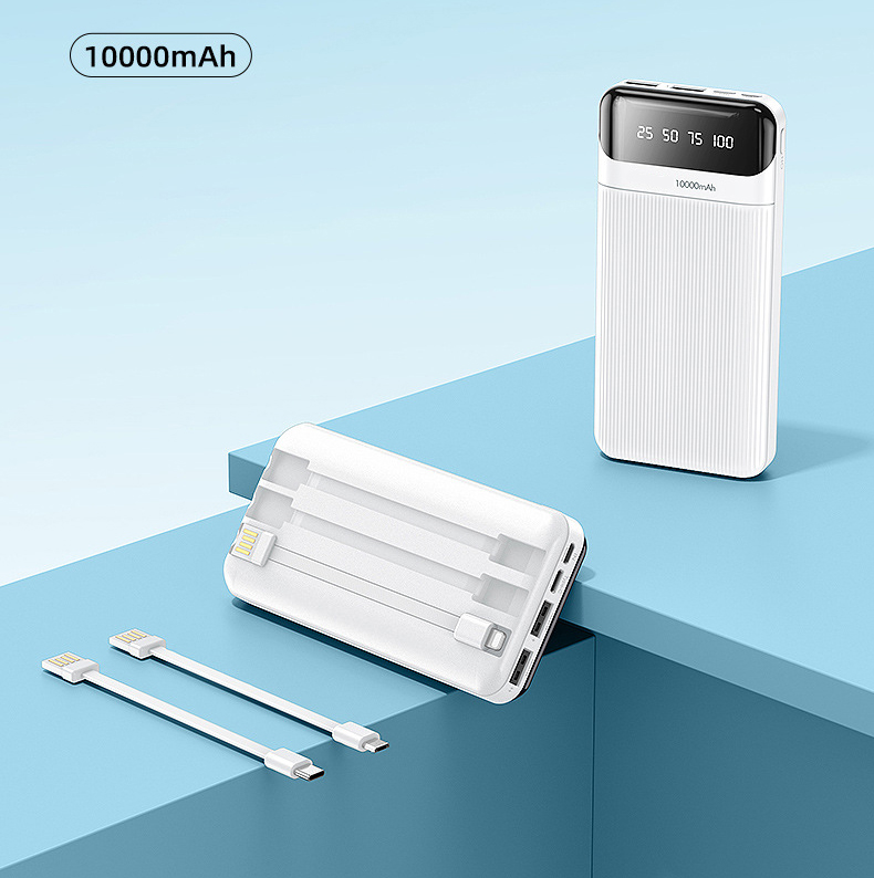 TPP10 10000mAh Power Bank with 3 Removable Built-in USB Cables