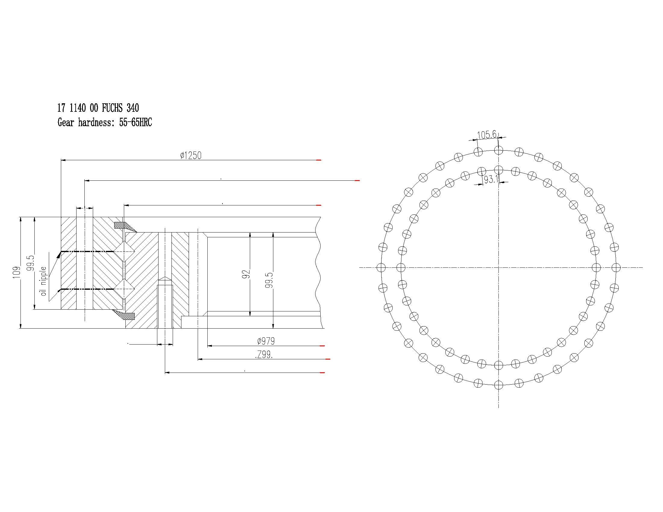 Rollix 17 1140 00 ZD10 C slewing bearing Fuchs340