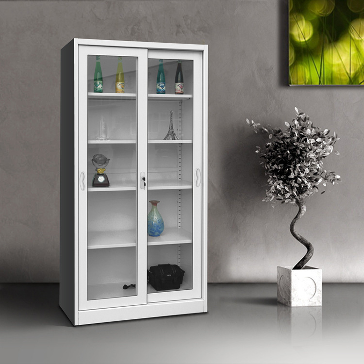 Disassembly and assembly of thickened double door low cabinet glass creative bookcase