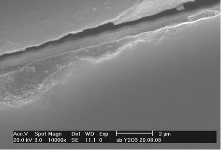 Fig 4: The Cross-Section through the Coating at the end of the Tube- 0.5µm