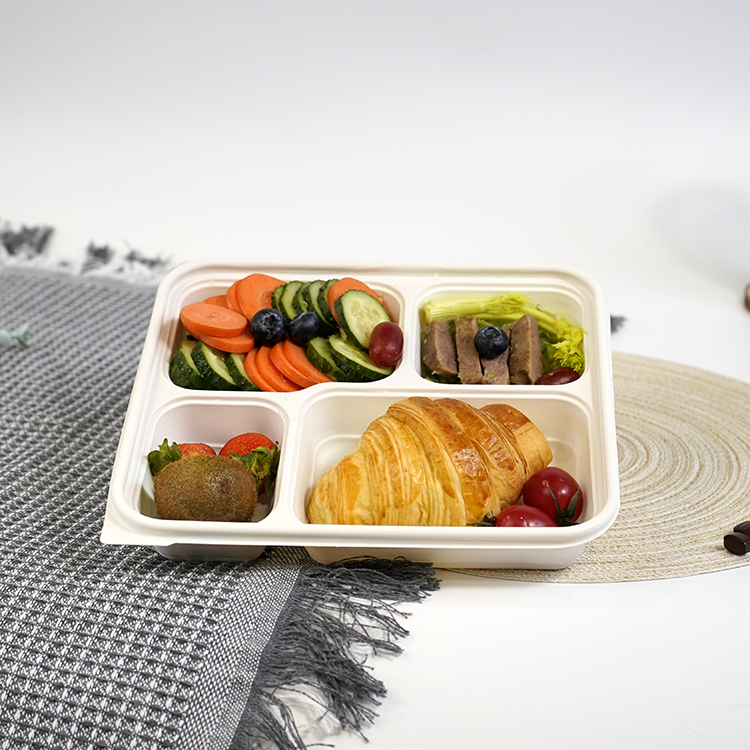 Square lunch box with four compartments