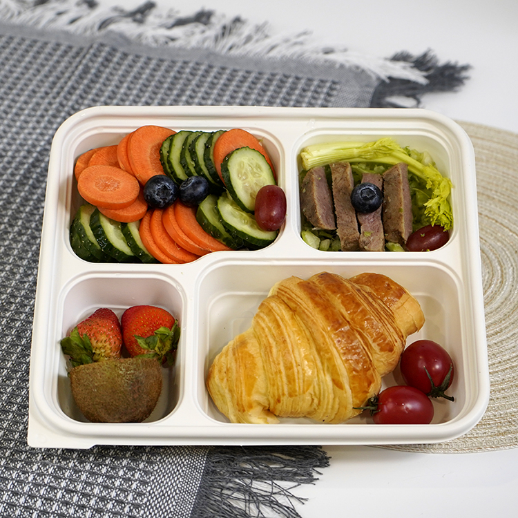 Square lunch box with four compartments