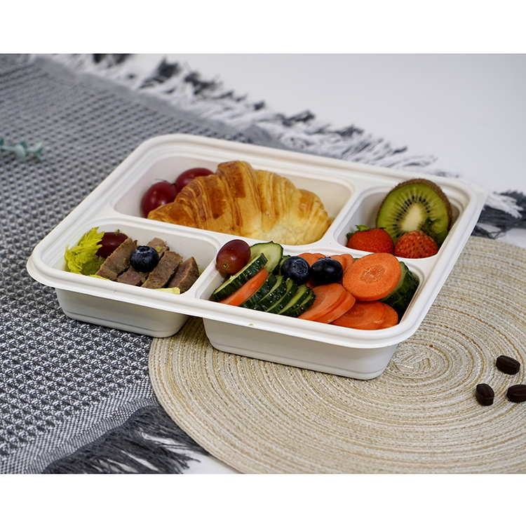 Square lunch box with four compartments