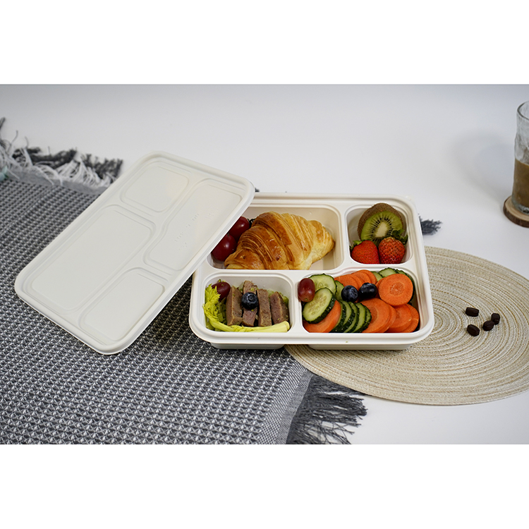 Square lunch box with four compartments