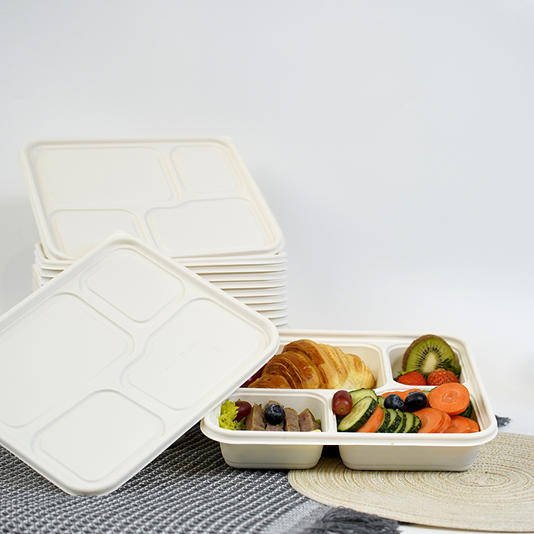 Square lunch box with four compartments