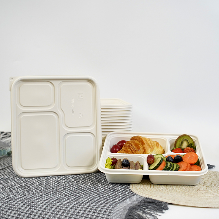 Square lunch box with four compartments