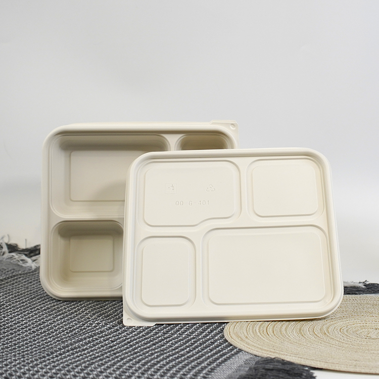 Square lunch box with four compartments
