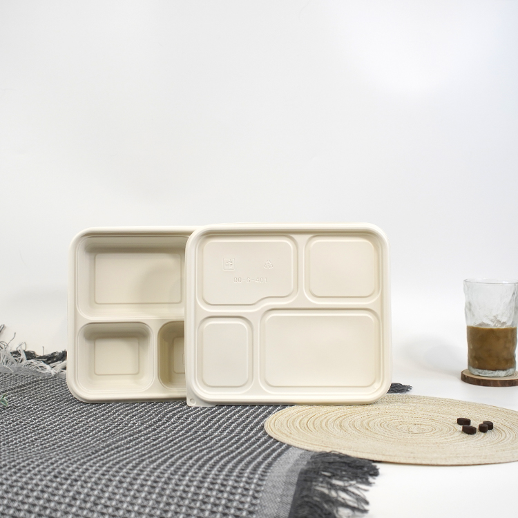 Square lunch box with four compartments