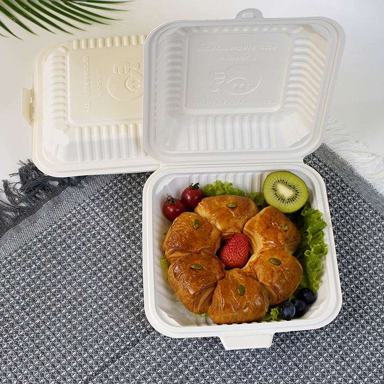 One-piece lunch box single compartment