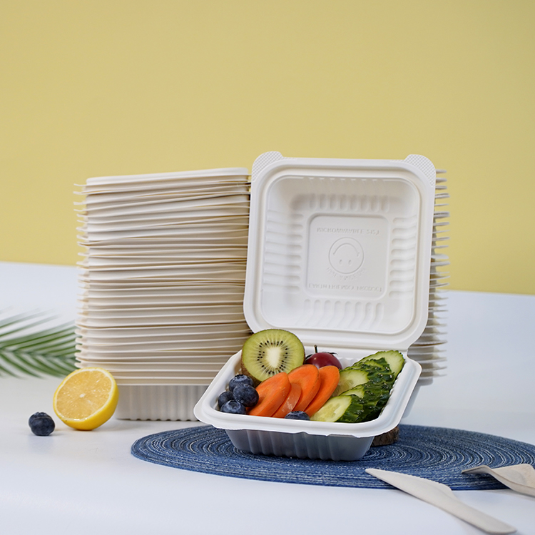 One-piece lunch box single compartment