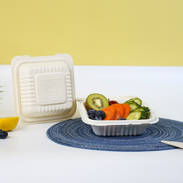 One-piece lunch box single compartment