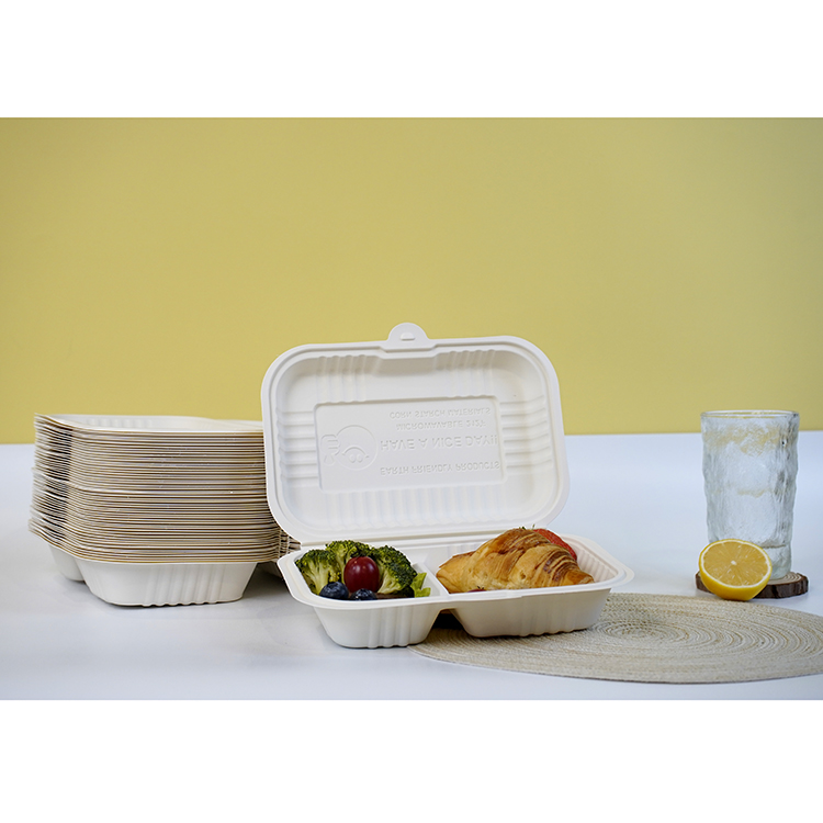 One-piece lunch box with double compartments