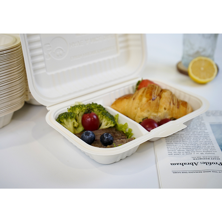 One-piece lunch box with double compartments