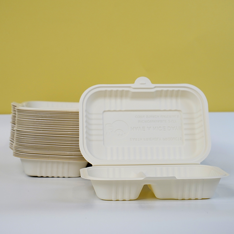 One-piece lunch box with double compartments