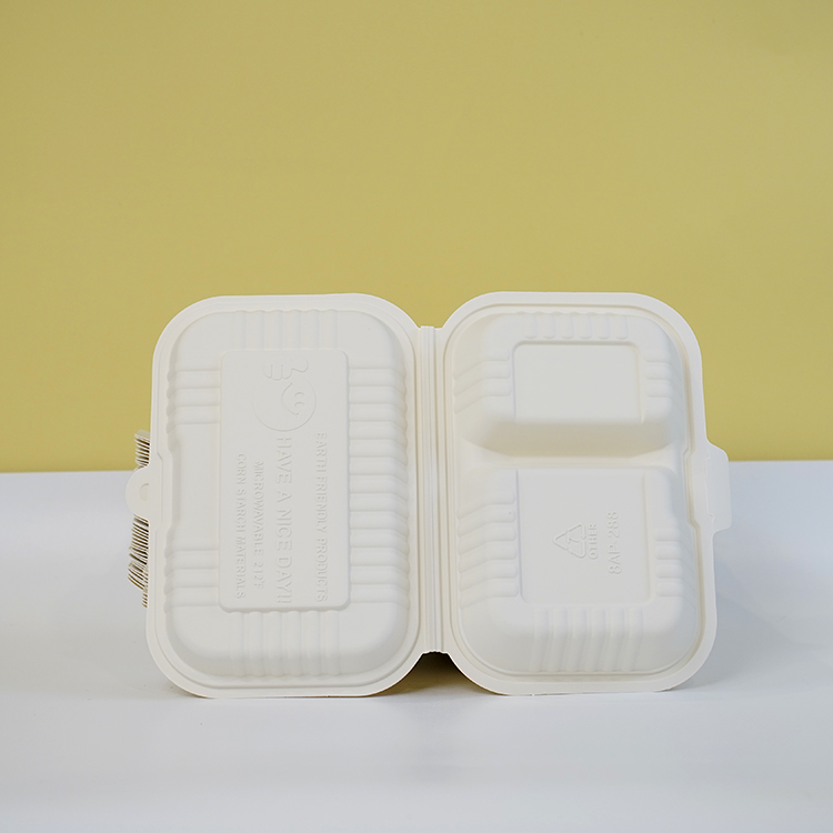 One-piece lunch box with double compartments