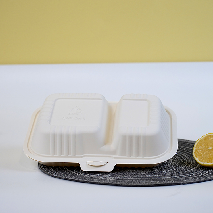 One-piece lunch box with double compartments