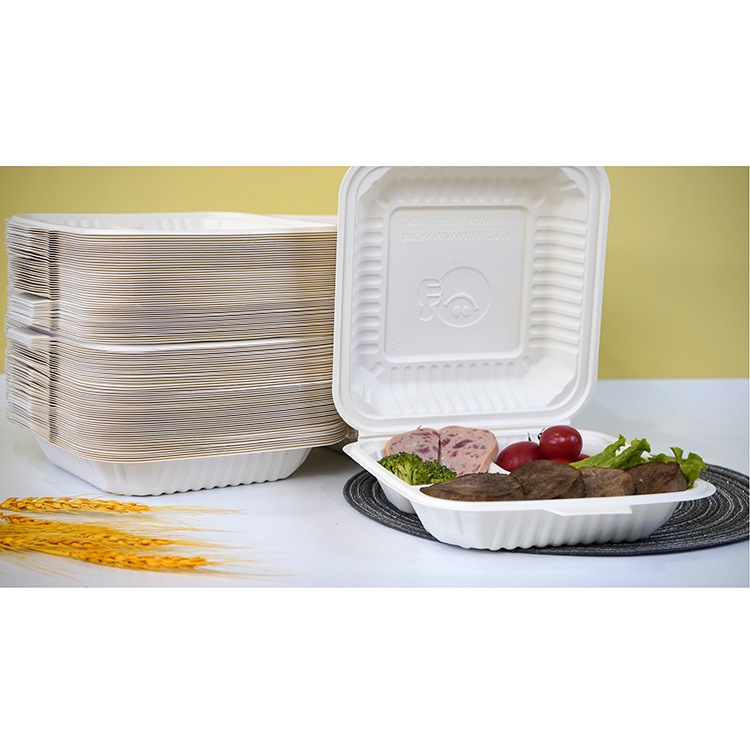 One-piece lunch box with three compartments