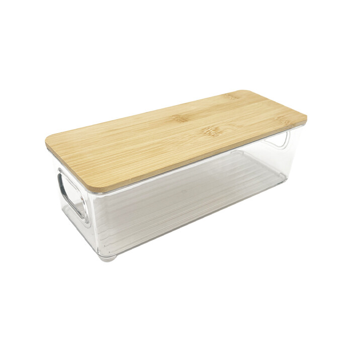 Plastic Storage Box Bins with Bamboo Lid PLAB009-PB