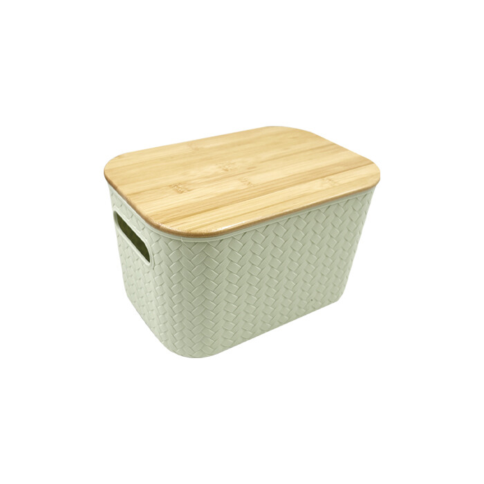 Plastic Storage Box Bins with Bamboo Lid PLAB003-PB