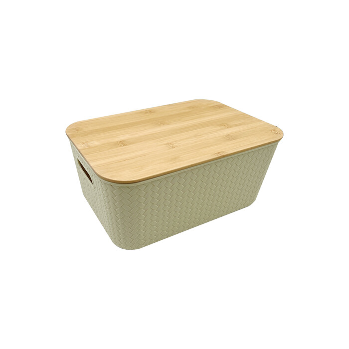 Plastic Storage Box Bins with Bamboo Lid PLAB004-PB
