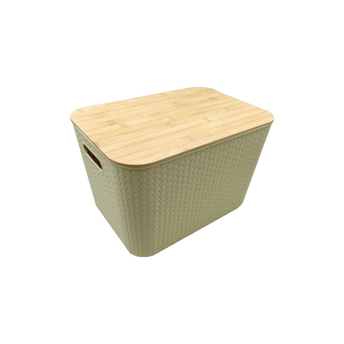 Plastic Storage Box Bins with Bamboo Lid PLAB005-PB